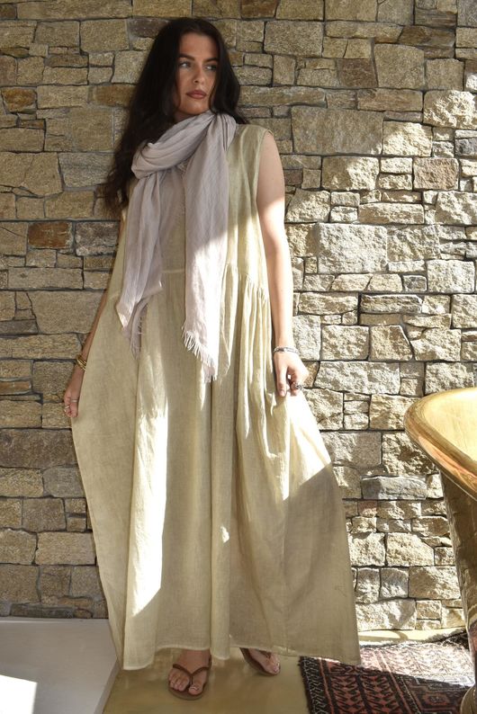 Lenni Cotton Smock Dress Washed Sandstone /50=